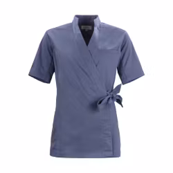 Omslagstopp med knytband, kort ärm och sidfickor | Texstar