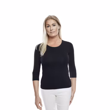 Mjuk topp i modal med rundad urringning och trekvartsärm | Texstar