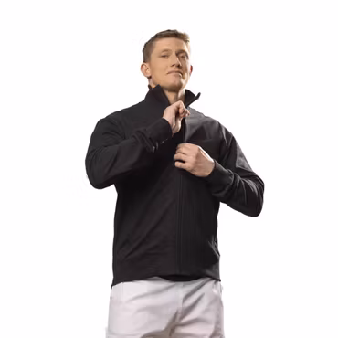 Svart sweatshirt i bomull och polyester med hög krage och dragkedja | Texstar