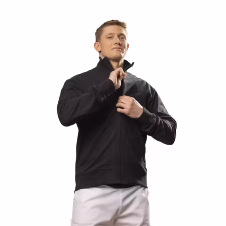 Svart sweatshirt i bomull och polyester med hög krage och dragkedja | Texstar