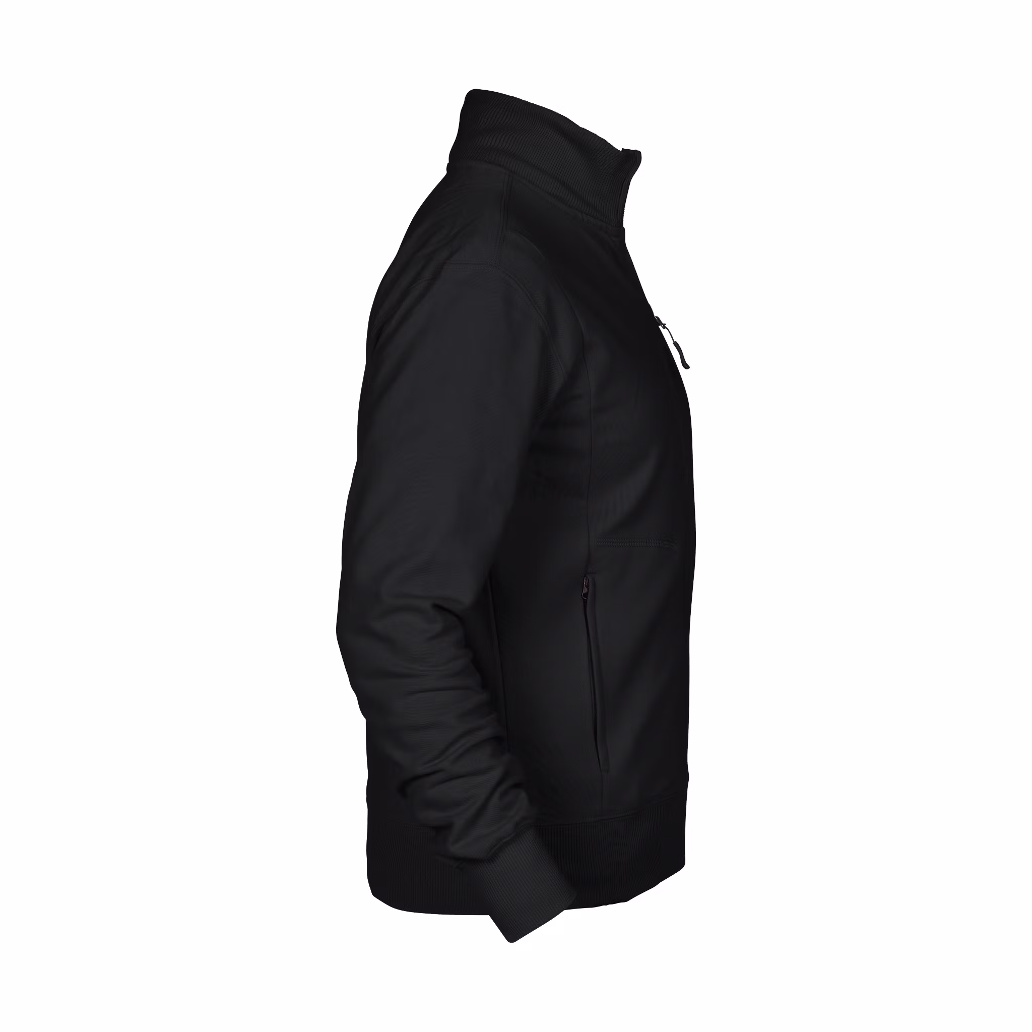 Svart sweatshirt i bomull och polyester med hög krage och dragkedja | Texstar