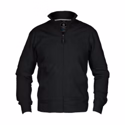 Svart sweatshirt i bomull och polyester med hög krage och dragkedja | Texstar