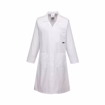 Standard vit damrock med dold knappstängning & praktiska fickor | Portwest
