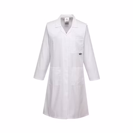 Standard vit damrock med dold knappstängning & praktiska fickor | Portwest