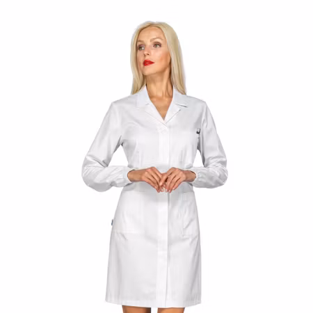 Vårdarkrock för dam med tryckknappar och bröstficka | Isacco