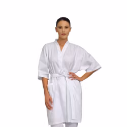 Arbetskimono i tekniskt tyg med V-ringning & justerbart midjebälte – unisex | West Rose