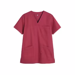 Mellanrosa vårdtunika i twill med kort ärm för dam | TK Design