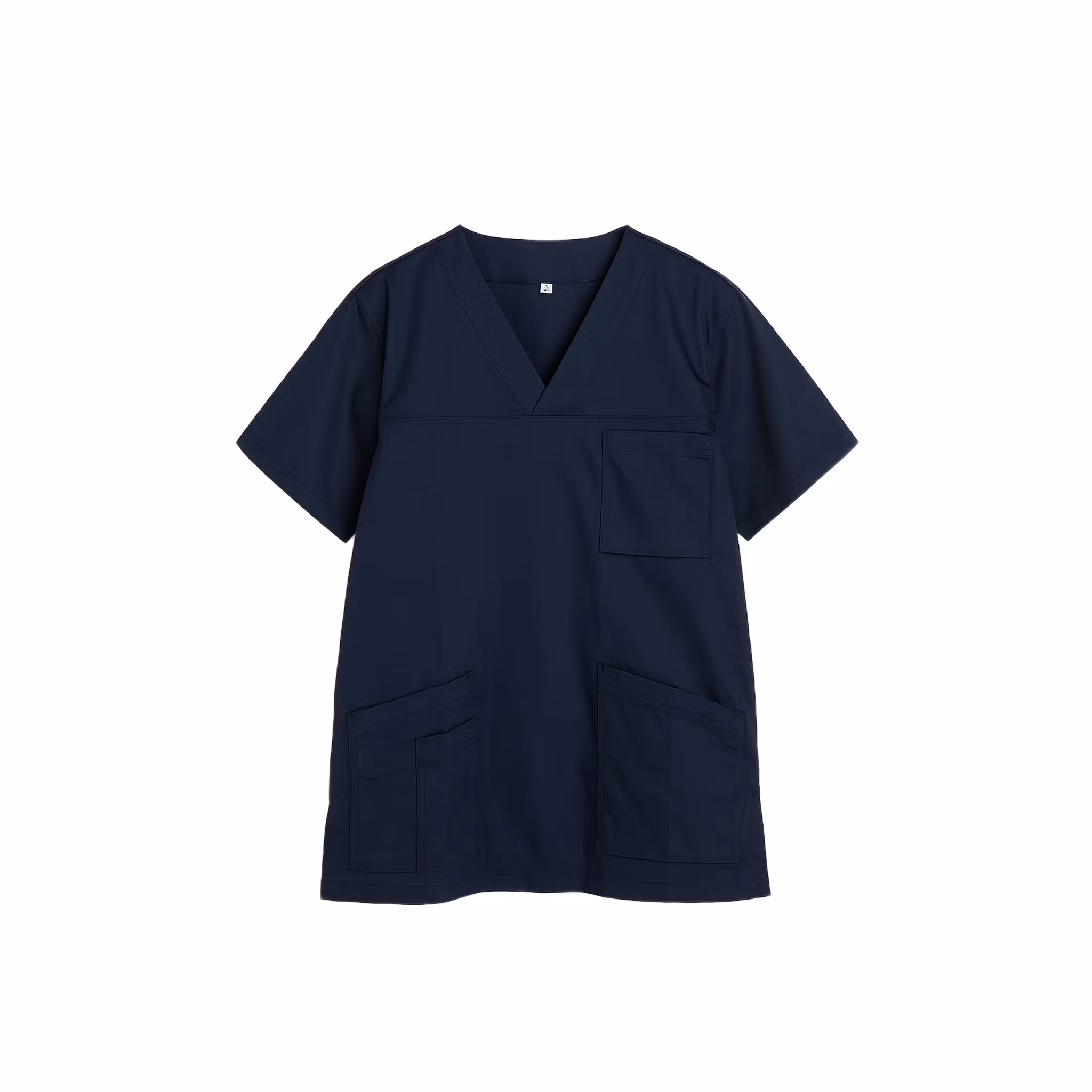 Marinblå vårdtunika i twill med kort ärm för dam | TK Design