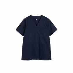 Marinblå vårdtunika i twill med kort ärm för dam | TK Design