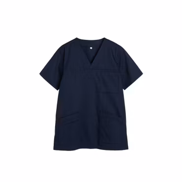 Marinblå vårdtunika i twill med kort ärm för dam | TK Design