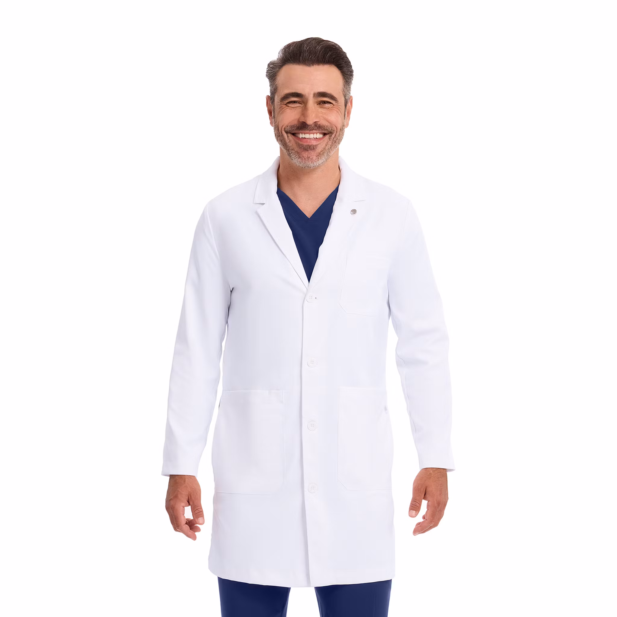 Luke laboratorierock i twill med modern passform och knäppning fram | Healing Hands