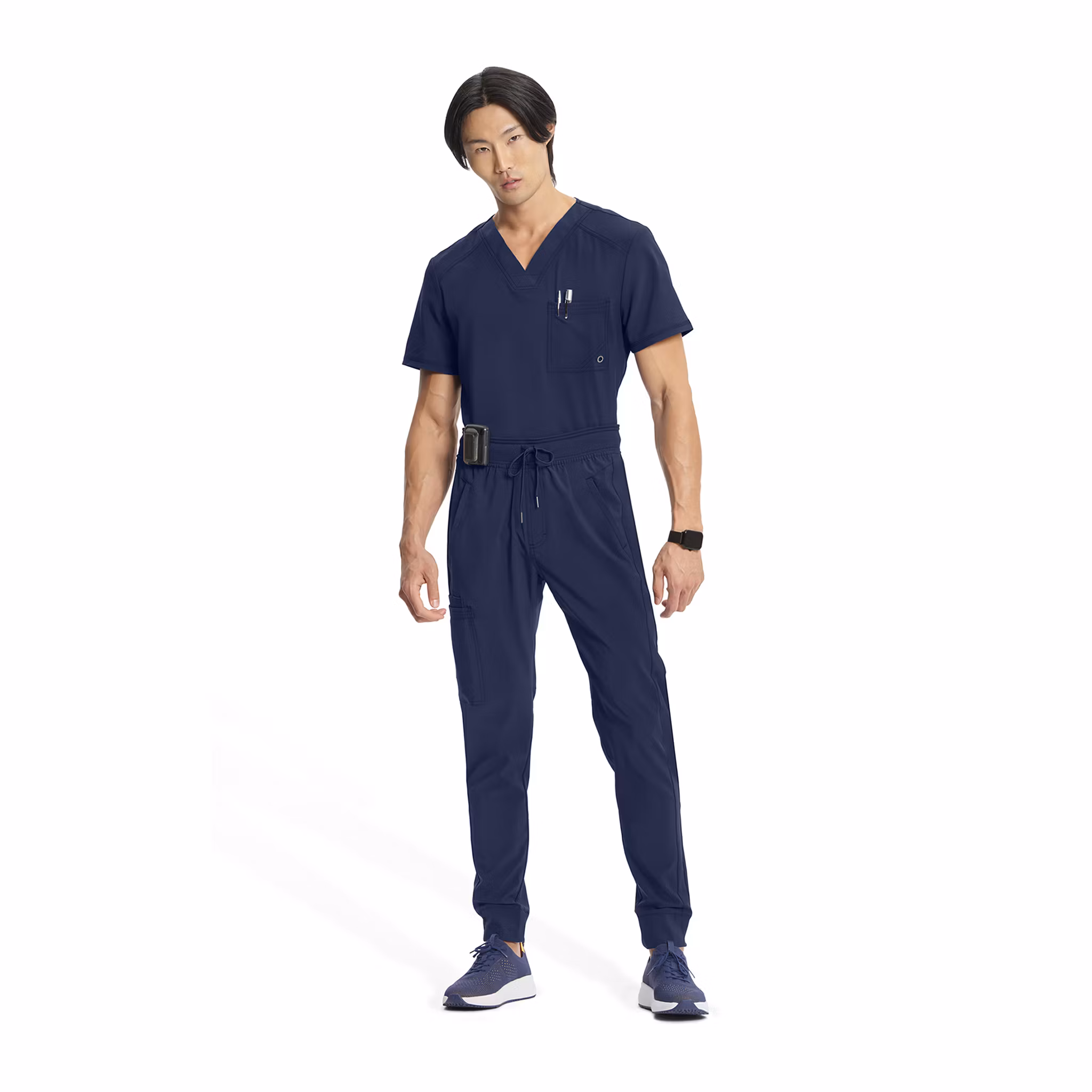 Vårdbyxa i joggermodell med stretch och ribbade benslut för herr | Cherokee