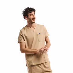 Medicinsk tunika med V-ringning i viskos för herr - Luca | Aelin