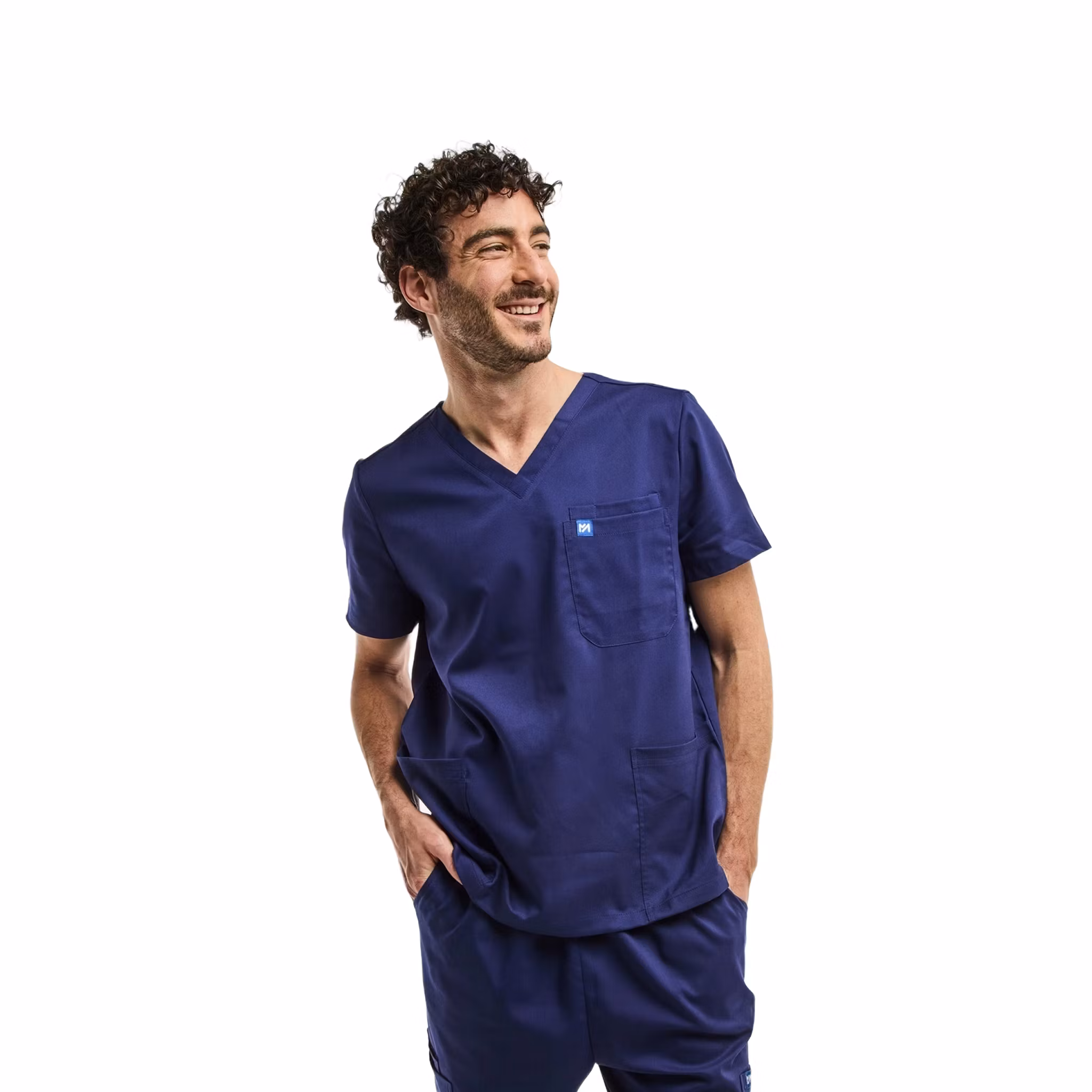 Medicinsk tunika med V-ringning i viskos för herr - Luca | Aelin