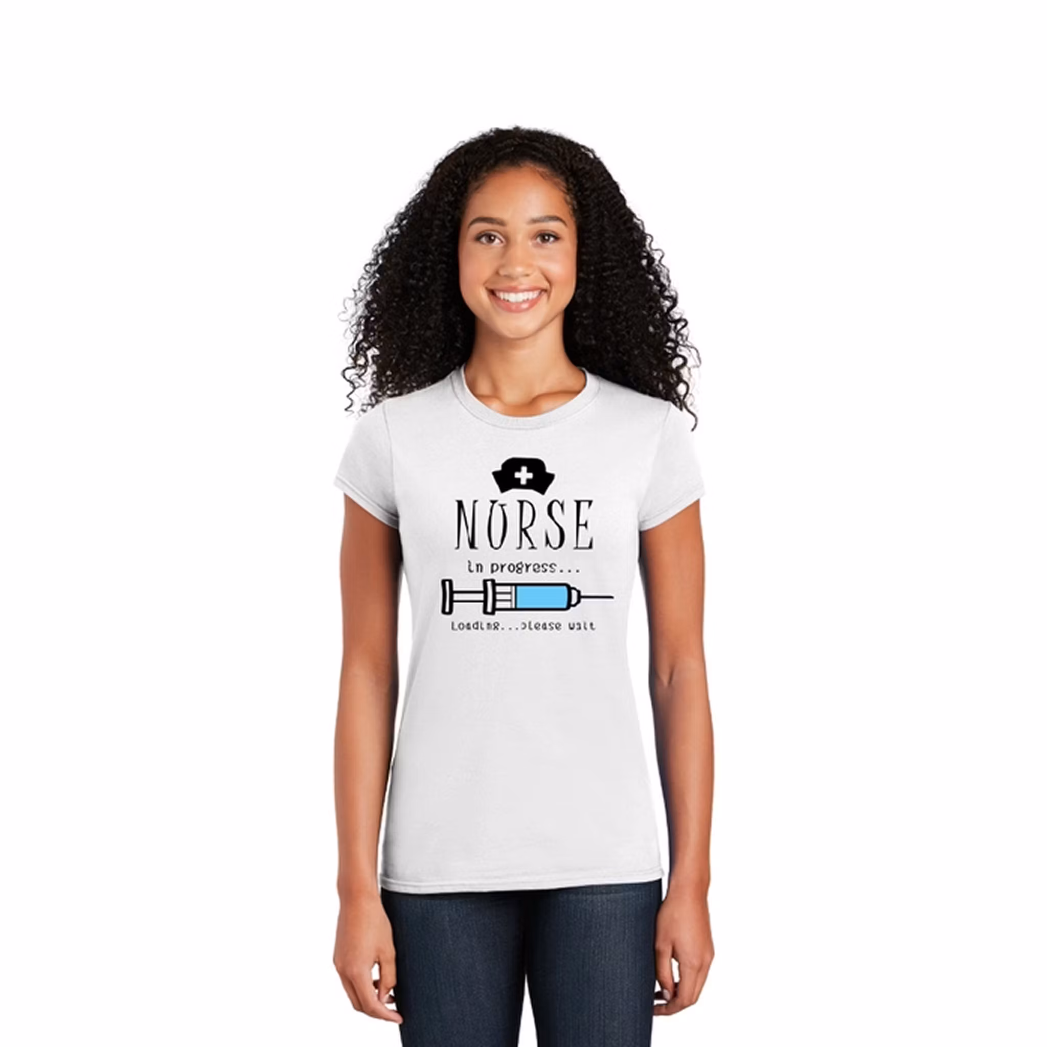 Kortärmad t-shirt med tryck för dam - Nurse In Progress | Cutieful