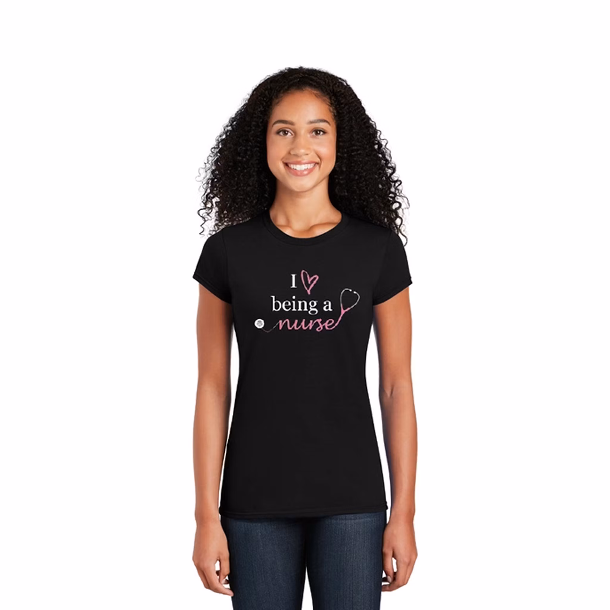 Kortärmad t-shirt med tryck för dam - Love Being A Nurse | Cutieful