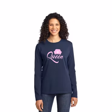 Långärmad t-shirt med tryck för dam – Queen Nurse | Cutieful