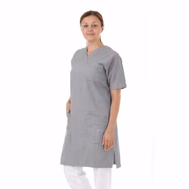 Grå klänning i 100% krinklad bomull | Comfort