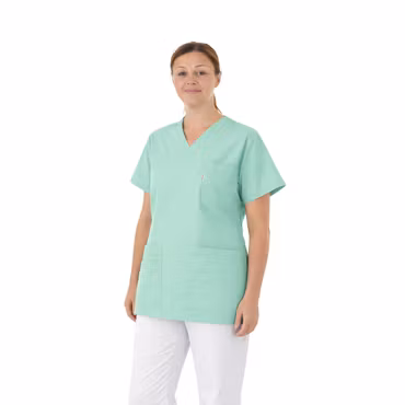 Turkos vårdtunika i mjuk polyester och bomullsblandning för dam | TK Design