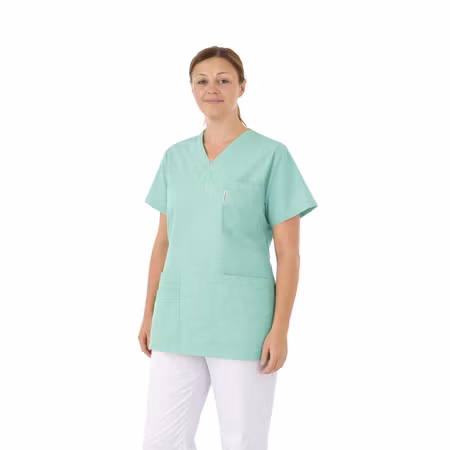 Turkos vårdtunika i mjuk polyester och bomullsblandning för dam | TK Design