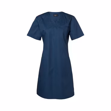 Blåmelerad vårdklänning med fickor och slits för dam | South West