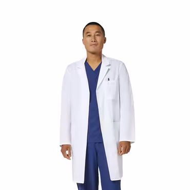 Vit labbrock med knäppning och modern passform unisex | Cherokee