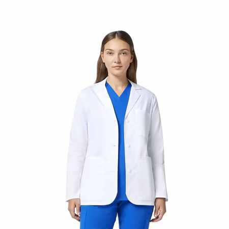 Vit konsultationsrock 28 tum med knäppning för dam | Cherokee