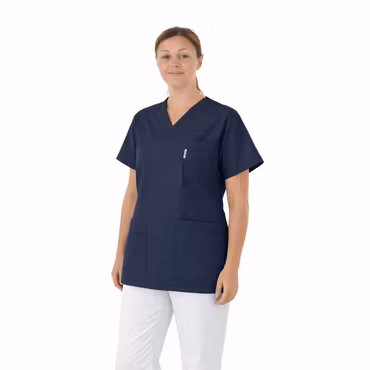 Marinblå vårdtunika i mjuk polyester och bomullsblandning - unisex | TK Design