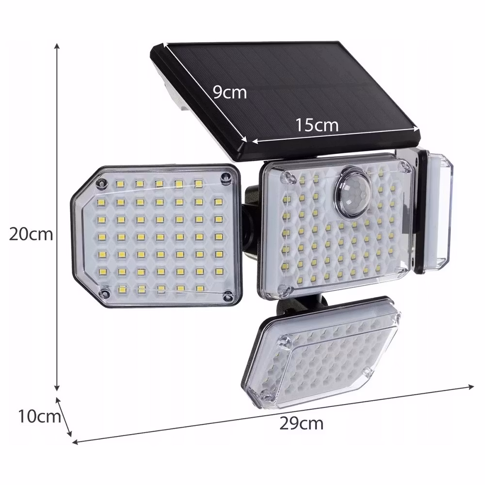 Lyskaster med bevegelsessensor og solceller – 181 LED