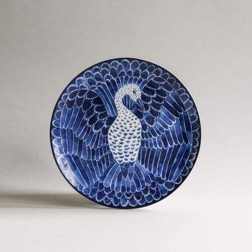 Selma bird small plate blue