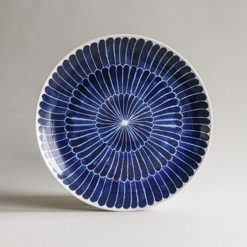 Selma feather dinner plate blue