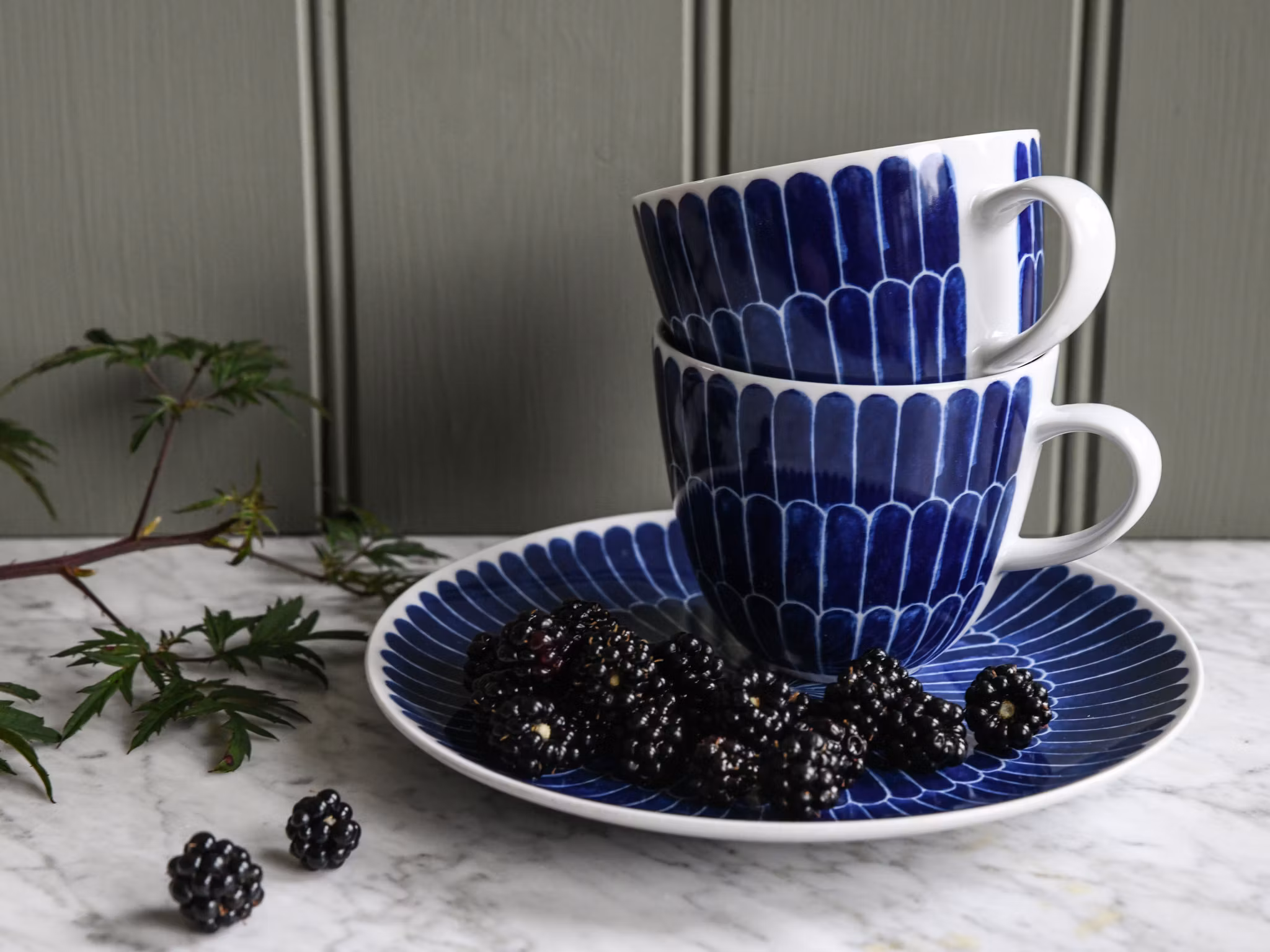 2-pack Selma feather mug blue