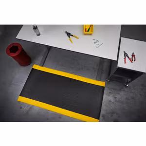 Arbetsplatsmatta Senso Coin, bredd 1,20 m, svart / gul, hel rulle 18,3 m