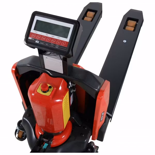 Motorlyftvagn med våg 1500kg, 540 x 1150mm, boggi/poly, 1415045217