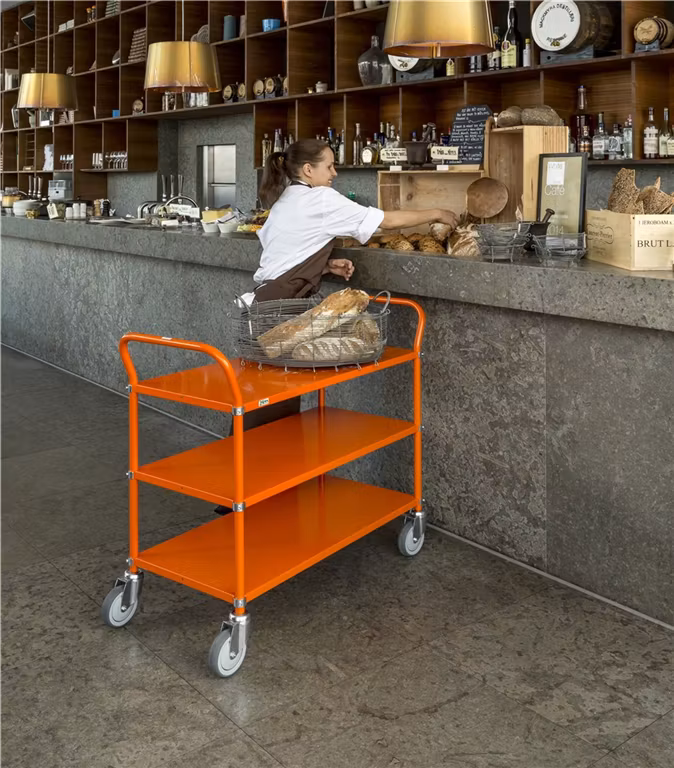 Rullvagn 3 plan, 1080x480x940mm, 250kg, orange, KM6106