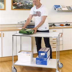 Bordsvagn 2 plan, 1080x580x870mm, 200kg,  Vit / Elförzinkad, KM30780-6