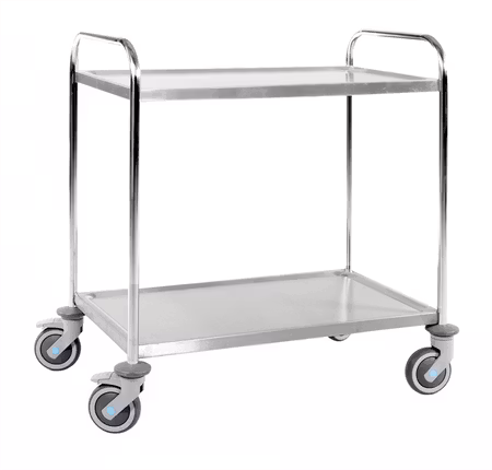 Rostfritt rullbord 2 plan, 910x590x965mm, 100kg, broms, KM60354