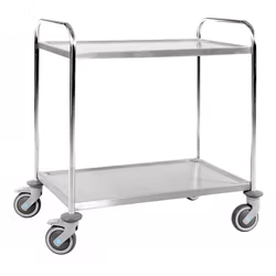 Rostfritt rullbord 2 plan, 910x590x965mm, 100kg, broms, KM60354-S