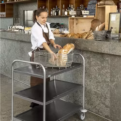 Hyllvagn 3 plan, 710x400x805mm, 100kg,  rostfri, KM6035