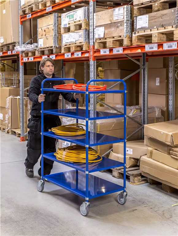 Blå Hyllvagn 980x585x1445mm,  250kg, KM4124-BB