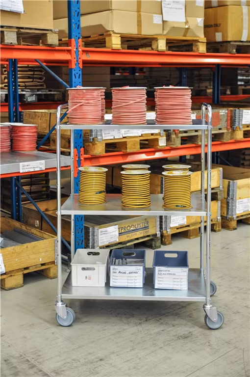 Elförzinkad Hyllvagn 980x585x1445mm,  250kg, broms, KM4124-EB