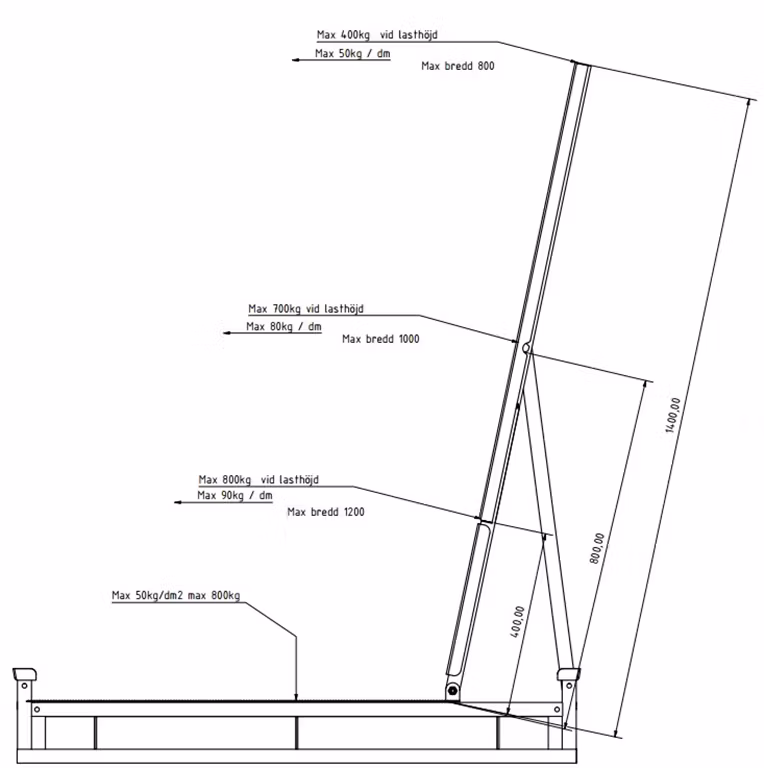 Fällbar lastbärare 1200x800x203mm, 800kg,  KM3D