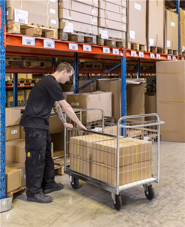 Paketvagn, 1590x650x1025 mm, 300kg, broms, KM10000-LB