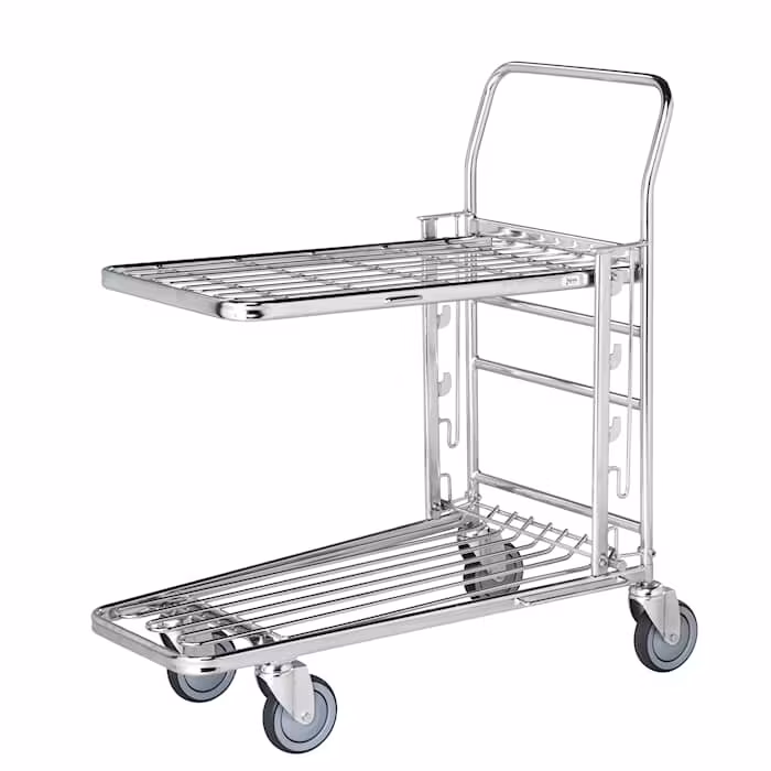 Stackningsbar butiksvagn 300kg, broms, KM4202-E3B