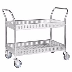 Bordsvagn 2 plan med sarg, 250 kg, Elförzinkad, broms, KM4893-GBB