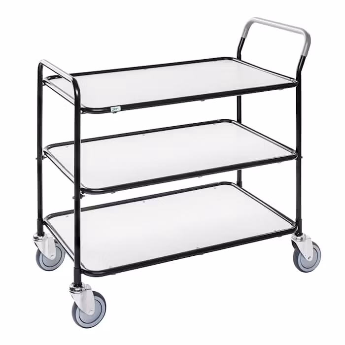 Bordsvagn 3 plan, 250 kg, svart/vit, KM30773-S6