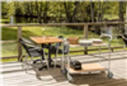 Bordsvagn 2 plan, 125 kg, bok/svart, KM30770-SBO