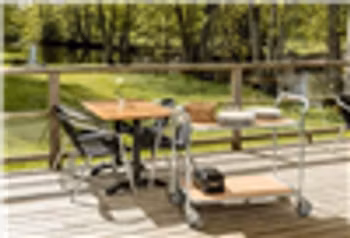 Bordsvagn 2 plan, 125 kg, bok/svart, KM30770-SBO