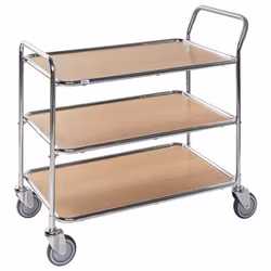 Bordsvagn 3 plan, 250 kg, Bok / Elförzinkad, KM30773-BO