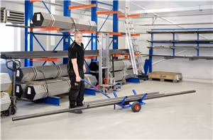 Långgodsvagn 1600x600x750 mm,  200kg, luftgummihjul, KM215